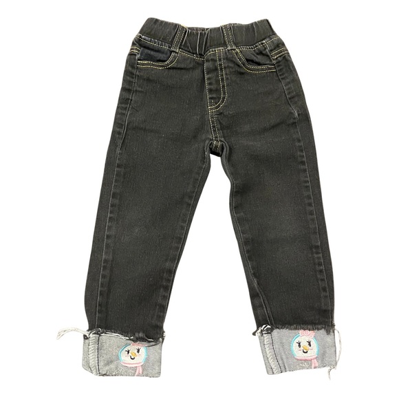 Honeydew USA Other - Kids Black Jeans with Snow-girl Embroidered Cuffs Distressed Hem Size 2T